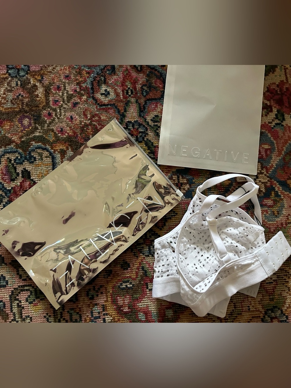 Negative brand White Eyelet Bra, size 1. NWT